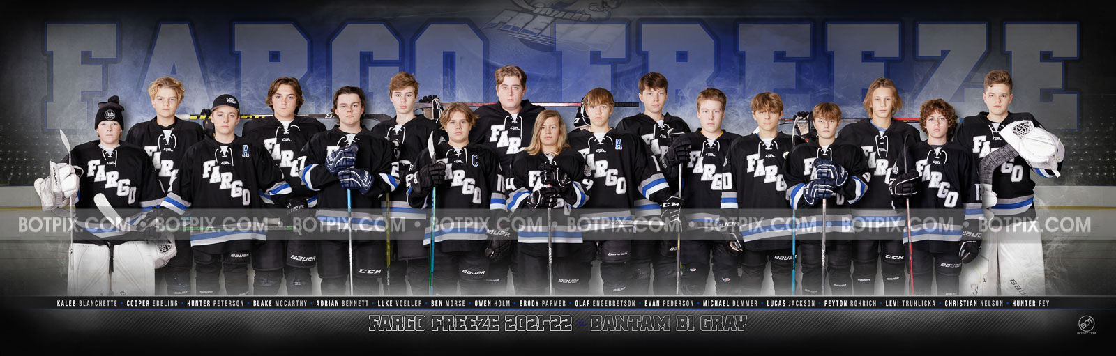 FARGO FREEZE BANTAM B1 GRAY 2021-22 TEAM PANO – BOTpix.com