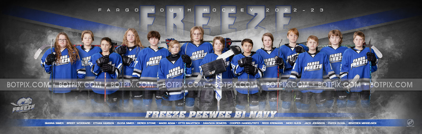 FREEZE PEEWEE B1 NAVY 2022-23 TEAM PANO – BOTpix.com