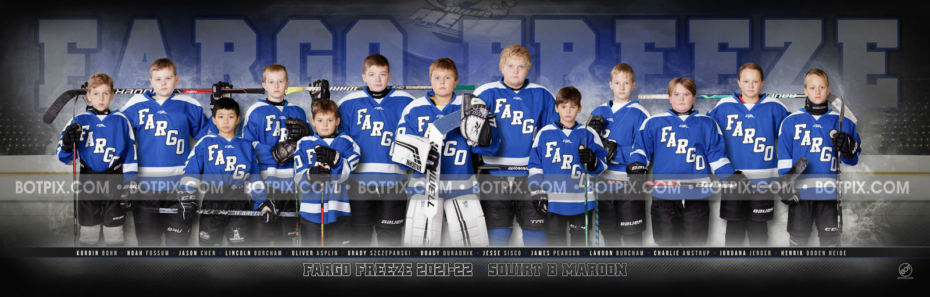 FARGO FREEZE SQUIRT B MAROON 2021-22 TEAM PANO – BOTpix.com