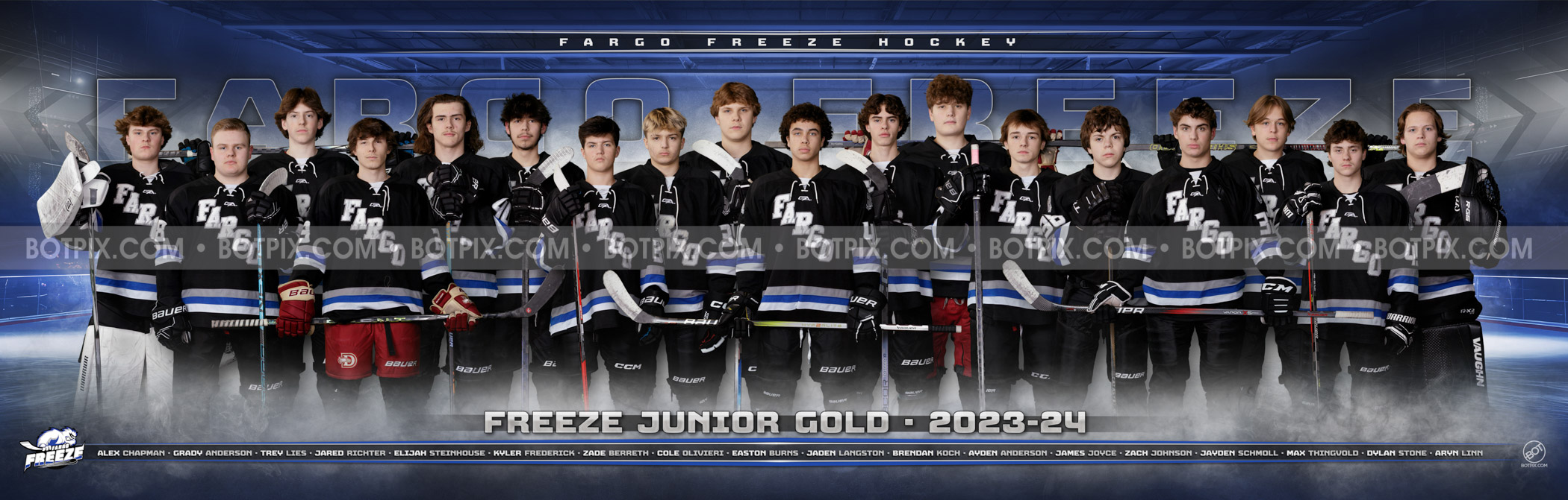 FREEZE JUNIOR GOLD 2023-24 TEAM PANO  BOTpix.com