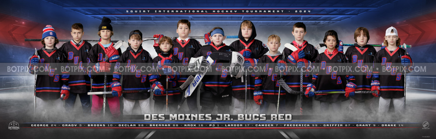 SQT B1 DES MOINES JR BUCS RED – 2024 SQUIRT INTERNATIONAL TEAM PANO ...